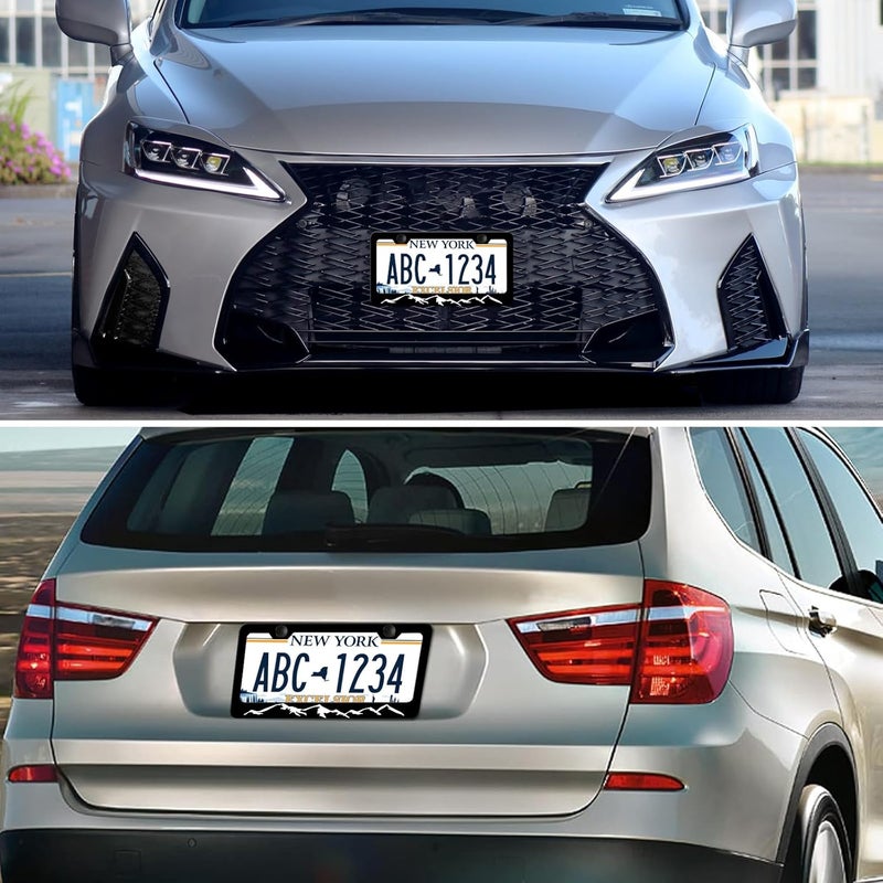 LIN KANG 2PCS Mountains License Plate Frames Mountains Raised License Plate Holder Stainless Steel Auto Parts Rust-Proof Waterproof Car Decorative Tag Frames for Standard US 12x6 Inch - Image 5